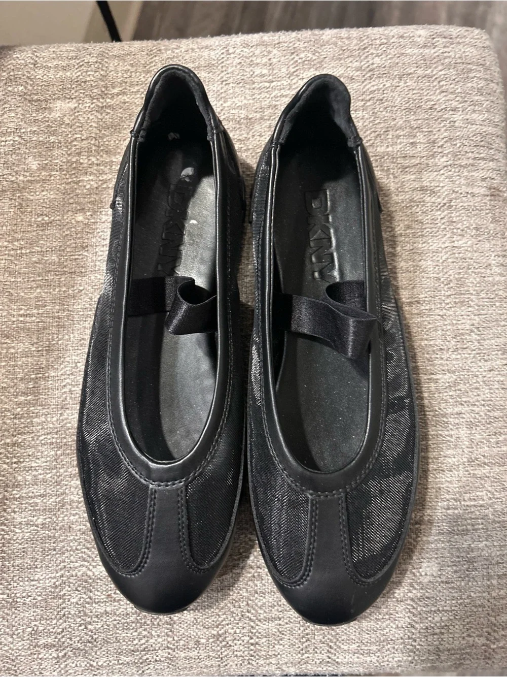 DKNY Black Women's Mesh Slip-On Ballet Flats
